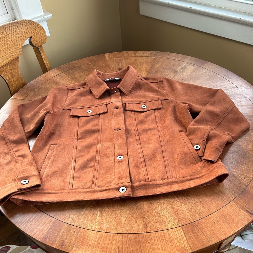 Faux suede jean jacket